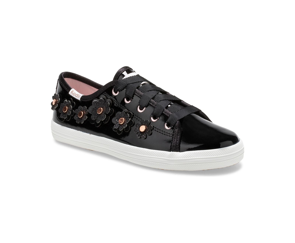 Keds Kids Sneakers Black - Kate Spade new york Kickstart Patent Leather - 714UELPTC